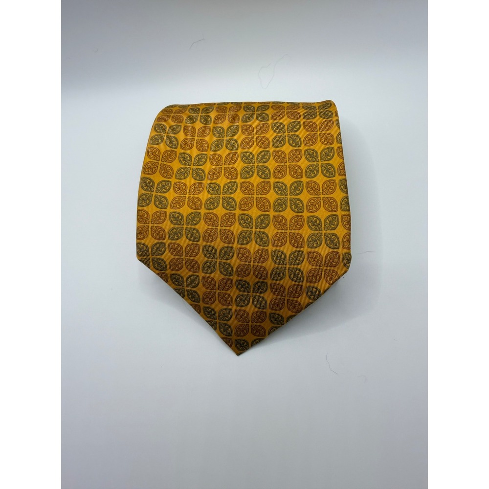 Robert Talbott Best of Class Nordstrom Silk Tie Gold Orange Geometric Handsewn